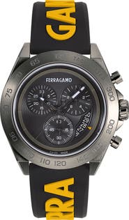 FERRAGAMO Chronograph Silicone Strap Watch, 43mm