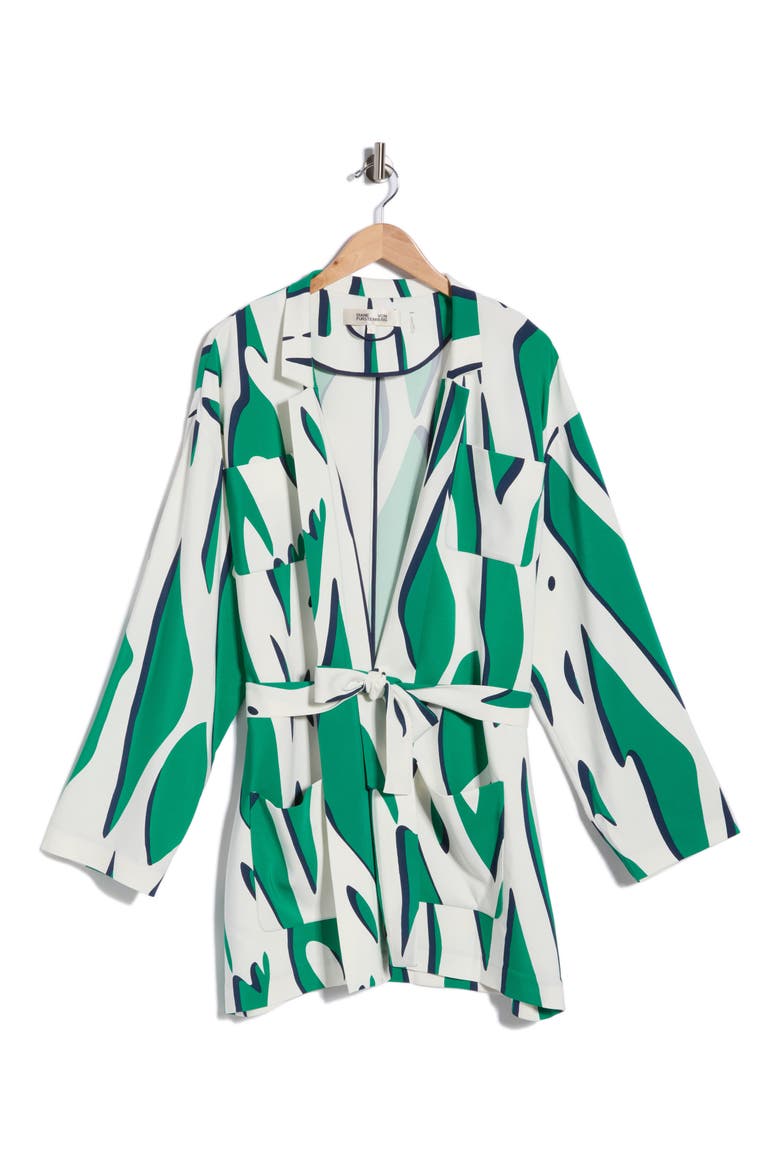 Liliane Tie Waist Jacket, Main, color, SHADOW TWIGGS GIANT GREEN