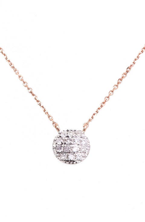 Lauren Joy Diamond Disc Pendant Necklace