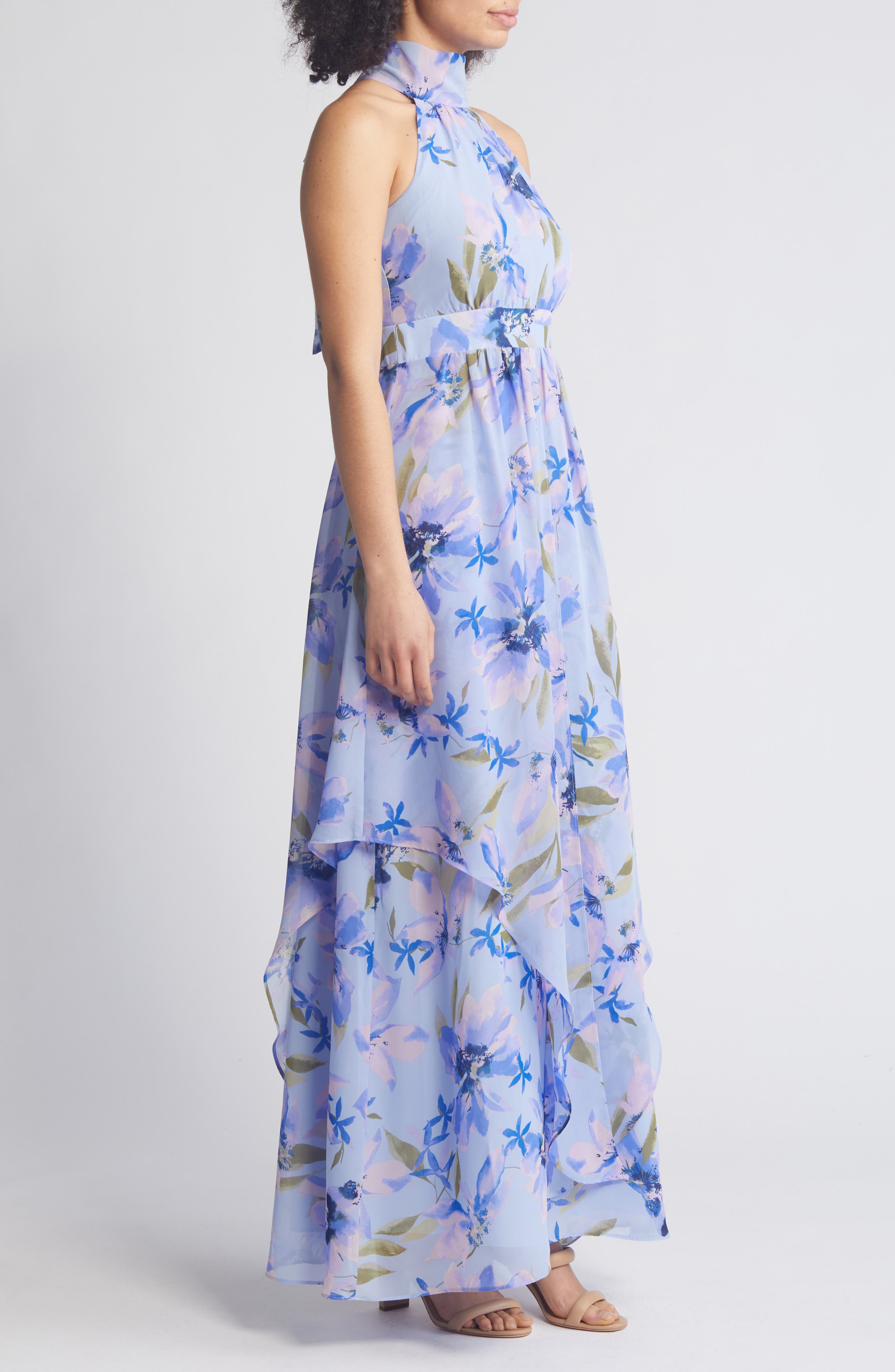 annalisa blue multi floral print halter maxi dress Annalisa Halter Maxi Dress