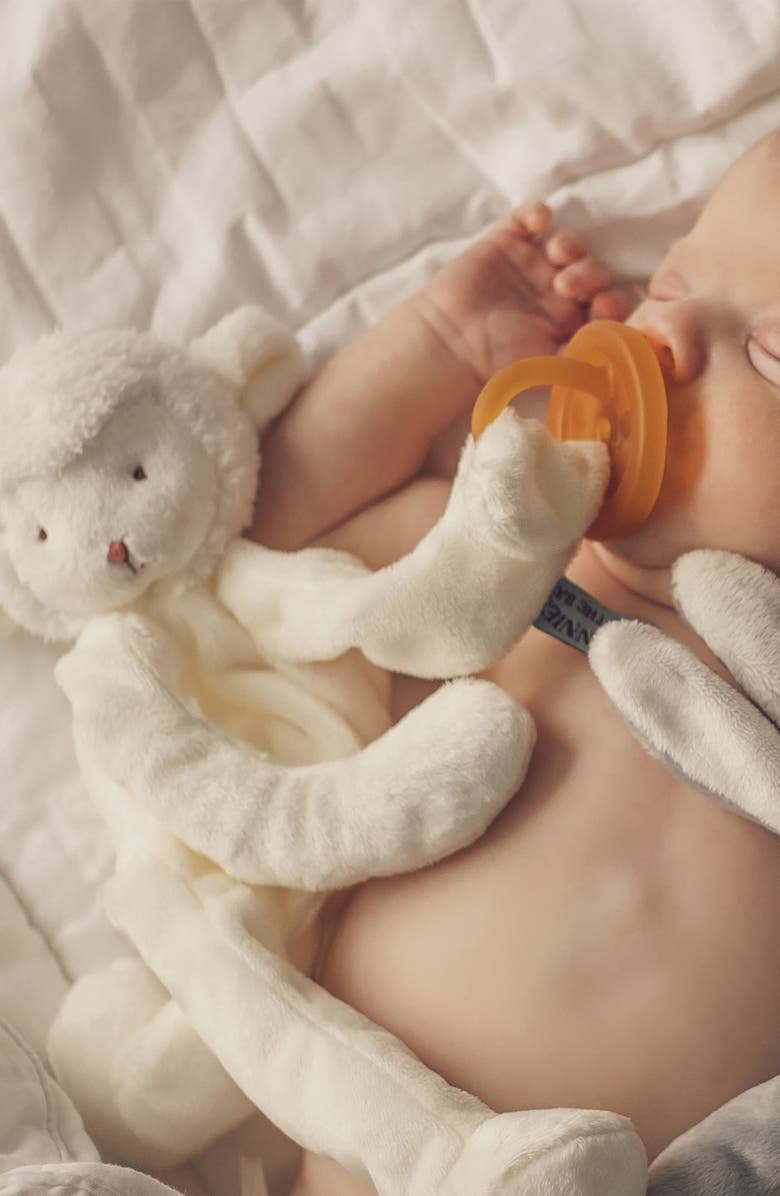 Bunnies by the Bay Blanket & Lamb Silly Buddy Pacifier Holder Gift Set, Alternate, color, White