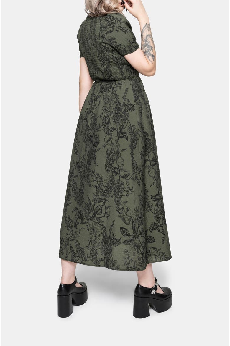 Orla Foxglove Print Shirred Midaxi Dress, Alternate, color, Green
