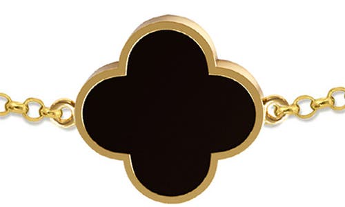 Gabi Rielle Mother-of-pearl & Onyx Clover Chain Bracelet In Gold