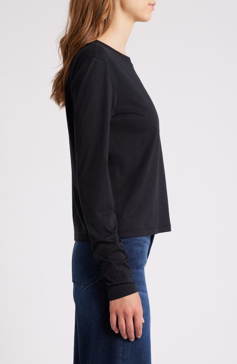 FRAME Cotton Crewneck Top, Alternate, color, Black