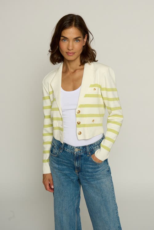Central Park West Stripe Knit Blazer In Citron Stripe Citr