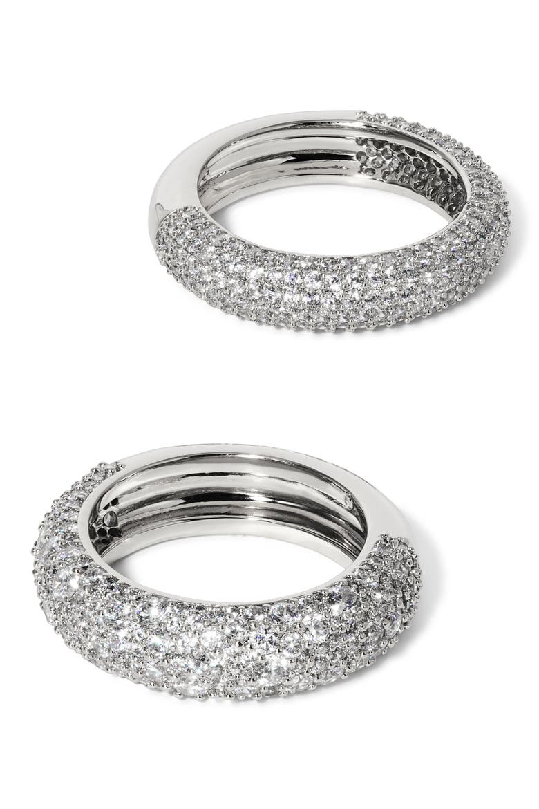 Set of 2 Crushed Cubic Zirconia Stacking Rings, Alternate, color, RHODIUM