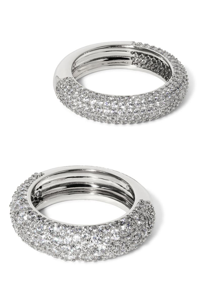Nadri Set of 2 Crushed Cubic Zirconia Stacking Rings, Alternate, color, Rhodium