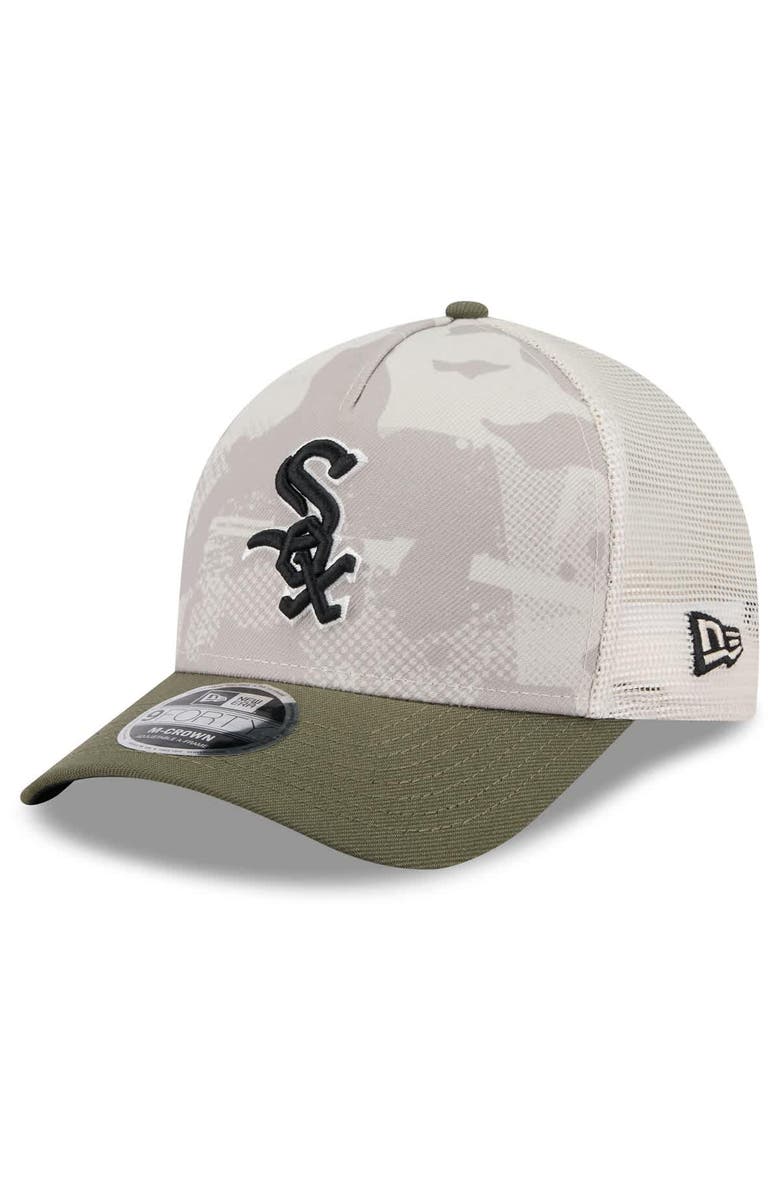 New Era Men's New Era Light Beige/Olive Chicago White Sox 2025 Armed Forces Day 9FORTY M-Crown A-Frame Adjustable Hat, Alternate, color, Light Beige