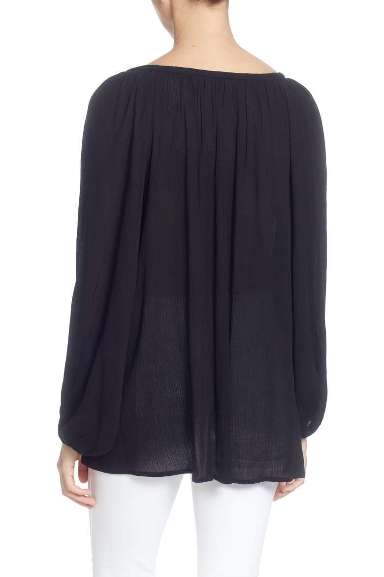 Sufi Crinkle Peasant Blouse, Alternate, color, BLACK