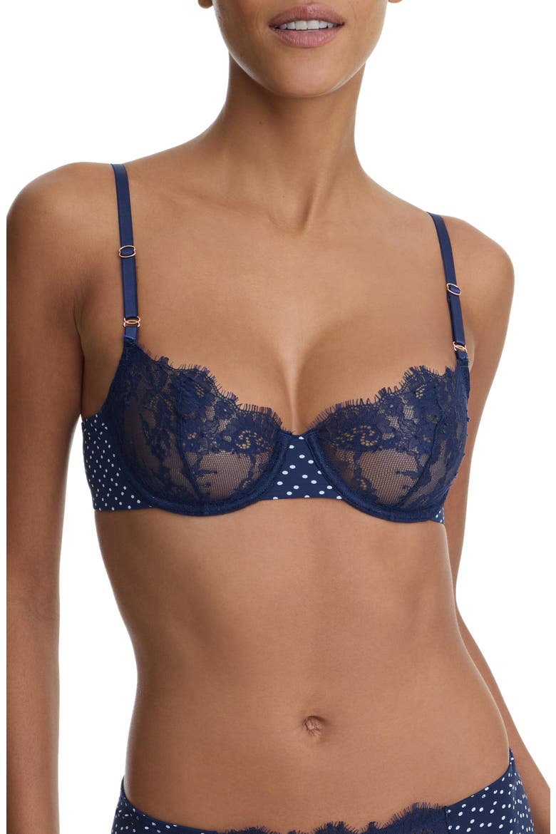 Entice Lace Balconette Underwire Bra, Main, color, Nocturnal Polka Dot