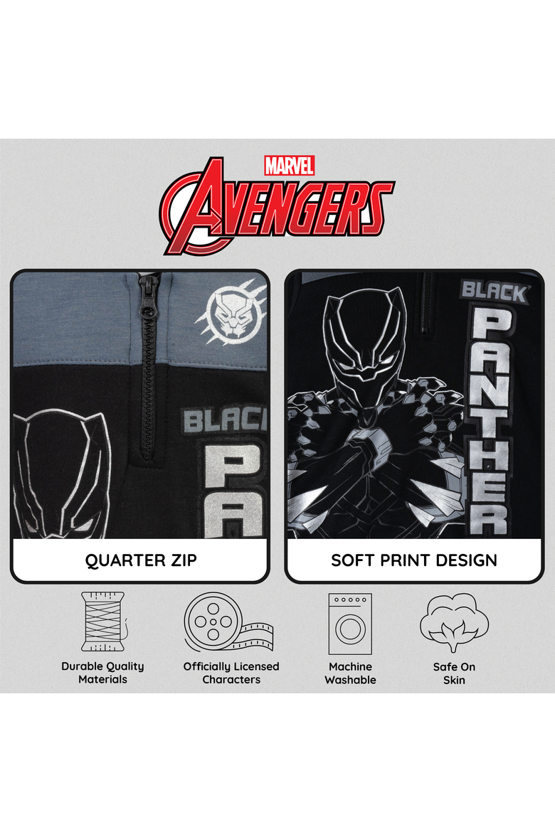 Avengers Fleece Quarter-Zip Hoodie, Alternate, color, Black Panther Grey