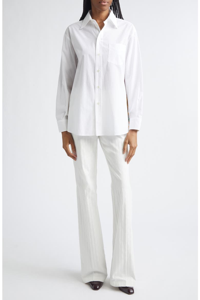Paisley Print Silk Back Button-Up Shirt, Alternate, color, PRINT ON WHITE BASE