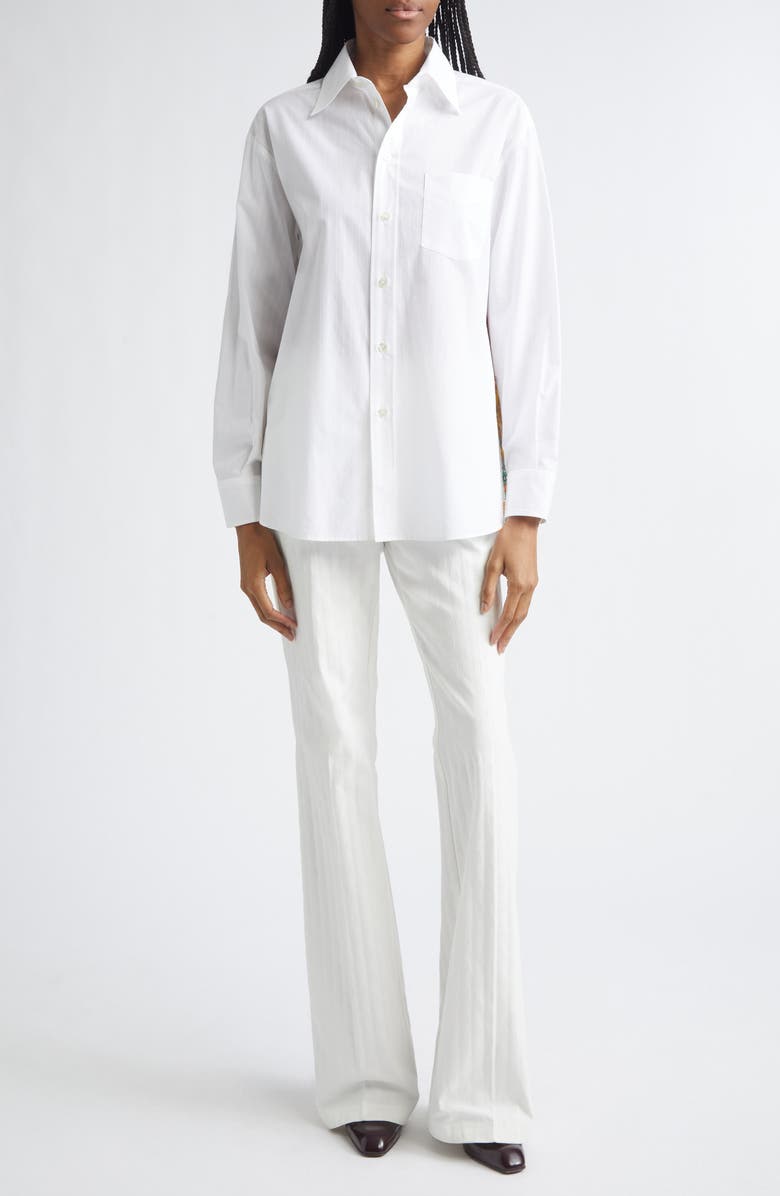 Etro Ex Stretch Cotton Flare Trousers, Alternate, color, White Base