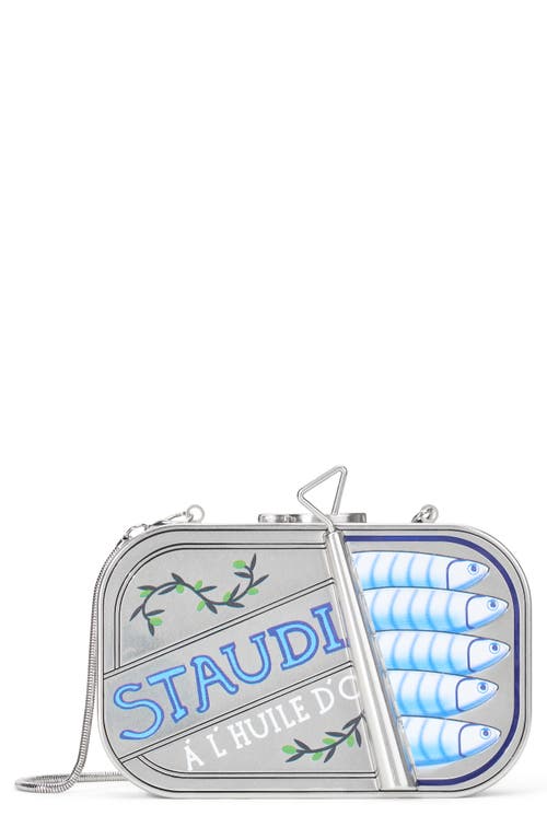 Staud Ines Tin Clutch Silver Multi
