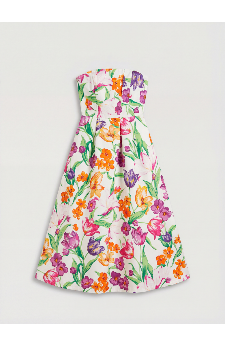 Oasis Floral Twill Strapless Midi Dress, Alternate, color, Multi