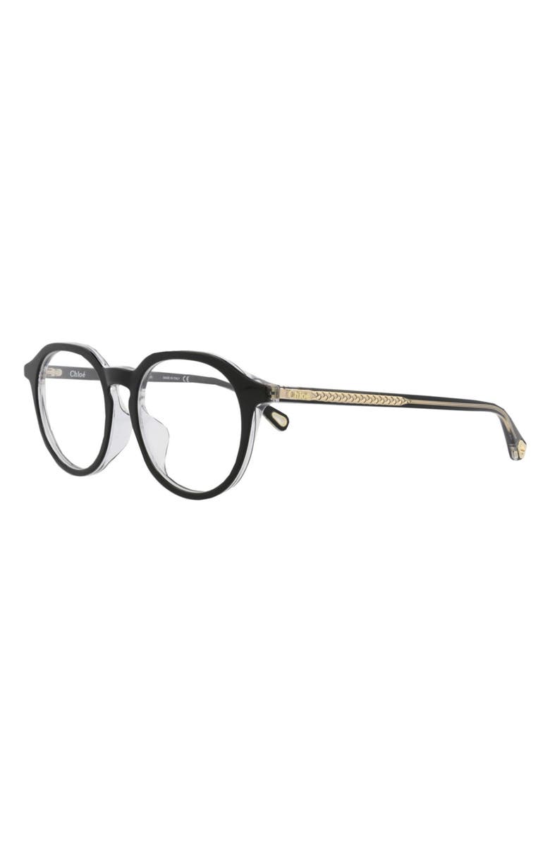 Chloé 50mm Round Optical Glasses, Alternate, color, Black Black Transparent