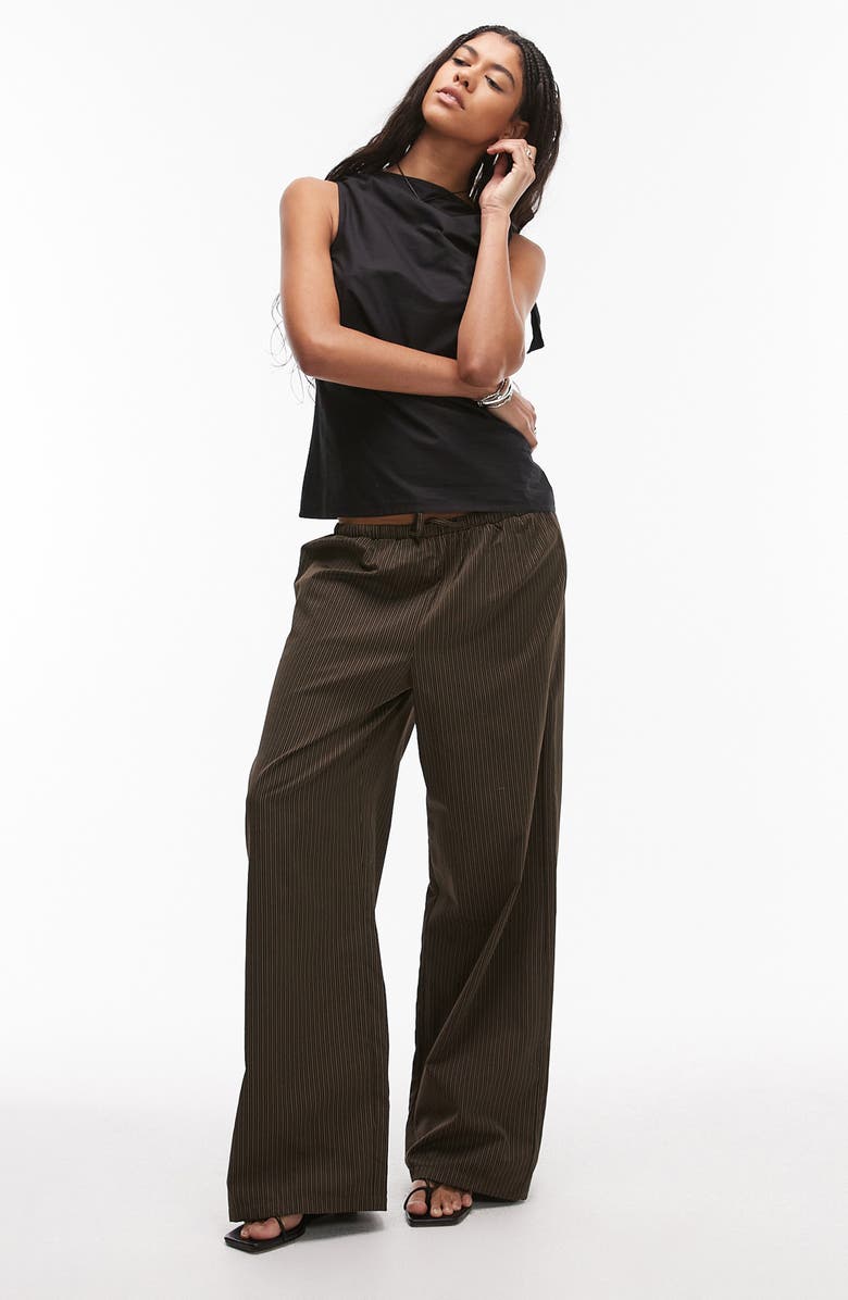 Topshop Tie Shoulder Sleeveless Cotton Top, Alternate, color, Black