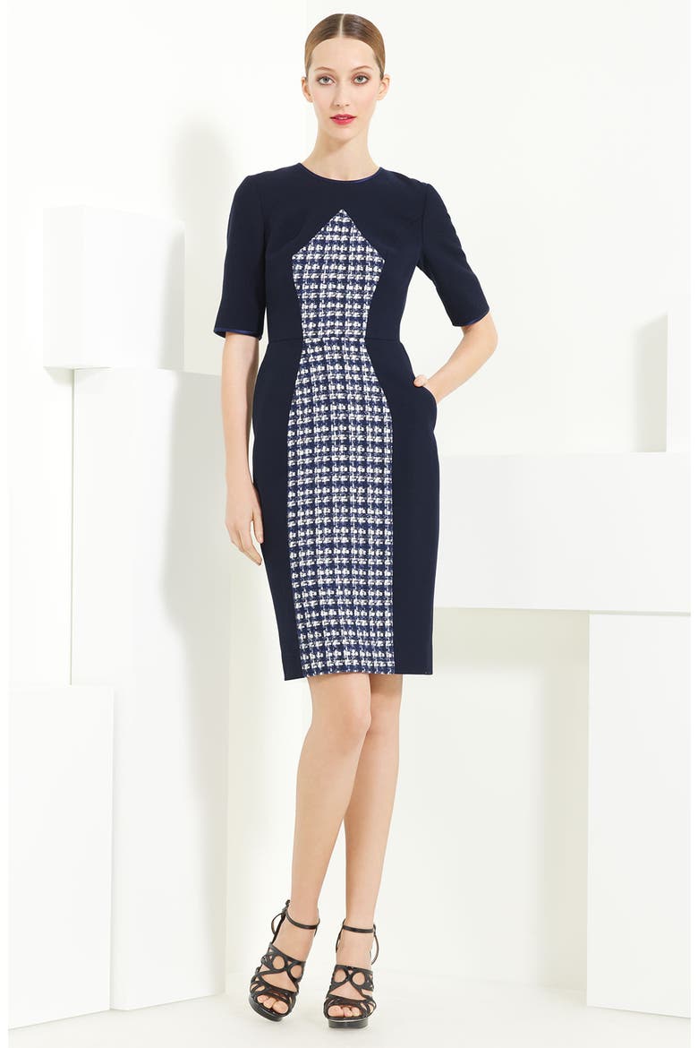 Tweed & Twill Dress, Main, color, BLUE/ IVORY