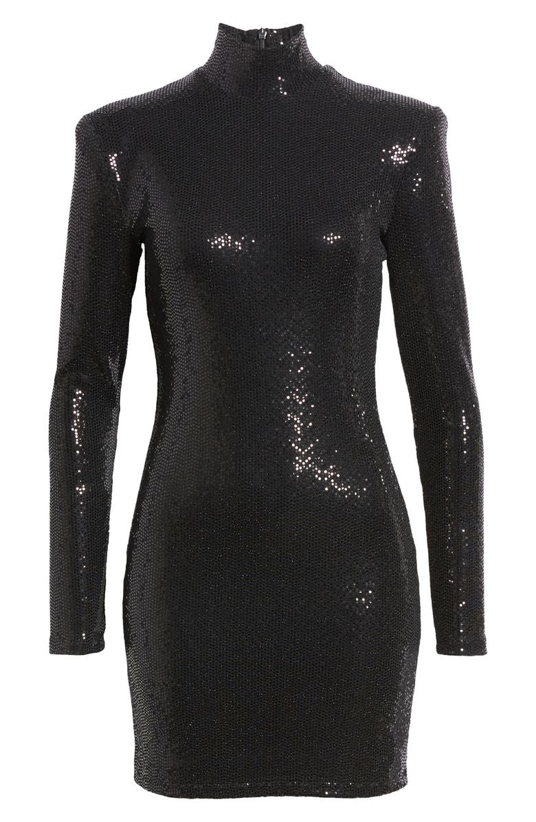 Black Halo Sequin Long Sleeve Minidress, Alternate, color, 