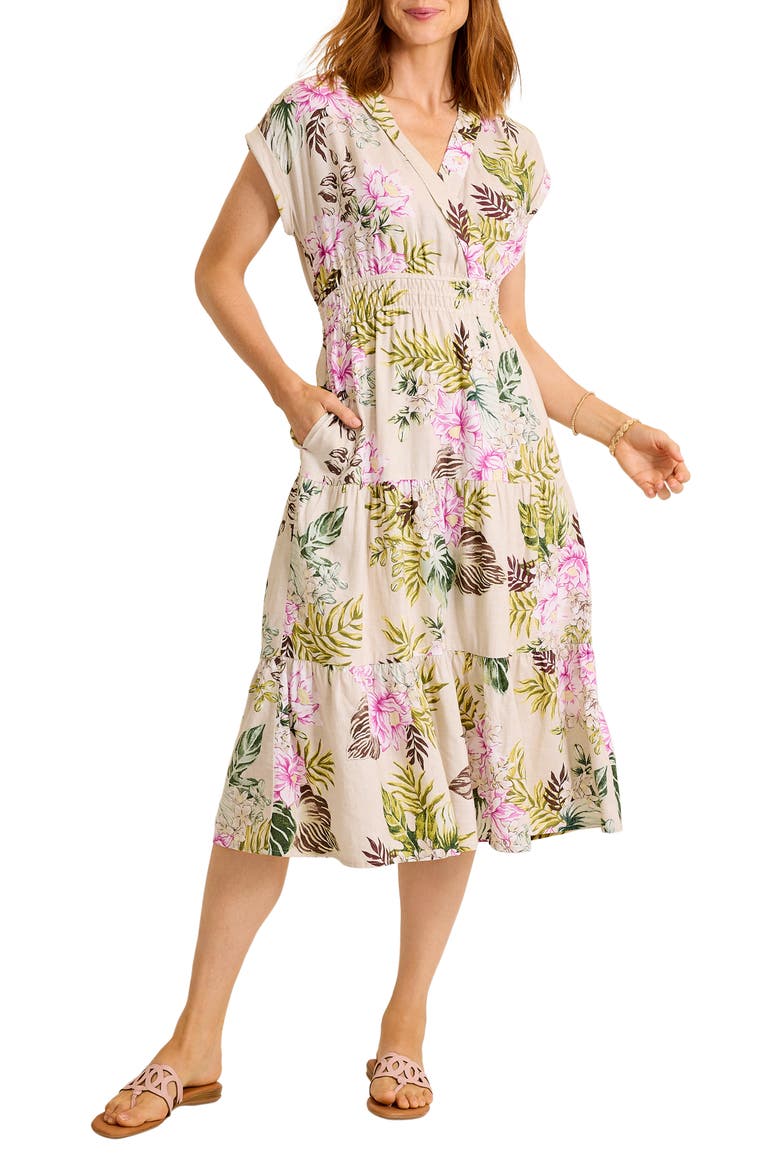 Petal of Luxury Linen Blend Tiered Dress, Main, color, CHINCHILLA