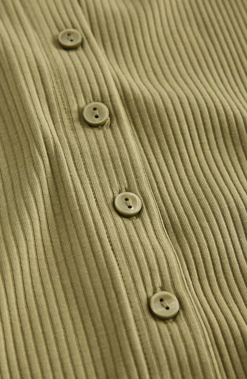 Next Rib Short Sleeve Button-up Top In Gray