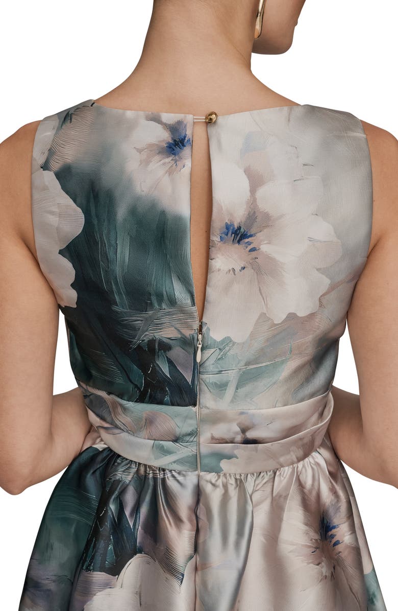 Donna Karan New York Floral Plunge Neck Ball Gown, Alternate, color, Laurel Multi