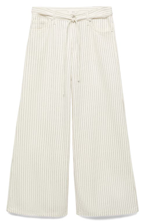 Mango Belted Stripe Wide Leg Jeans In Gray