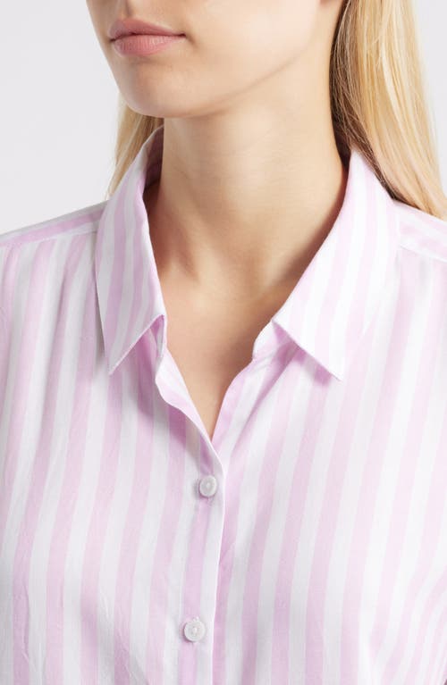 BEACHLUNCHLOUNGE BEACHLUNCHLOUNGE KENZIE STRIPE SHORT SLEEVE BUTTON-UP SHIRT