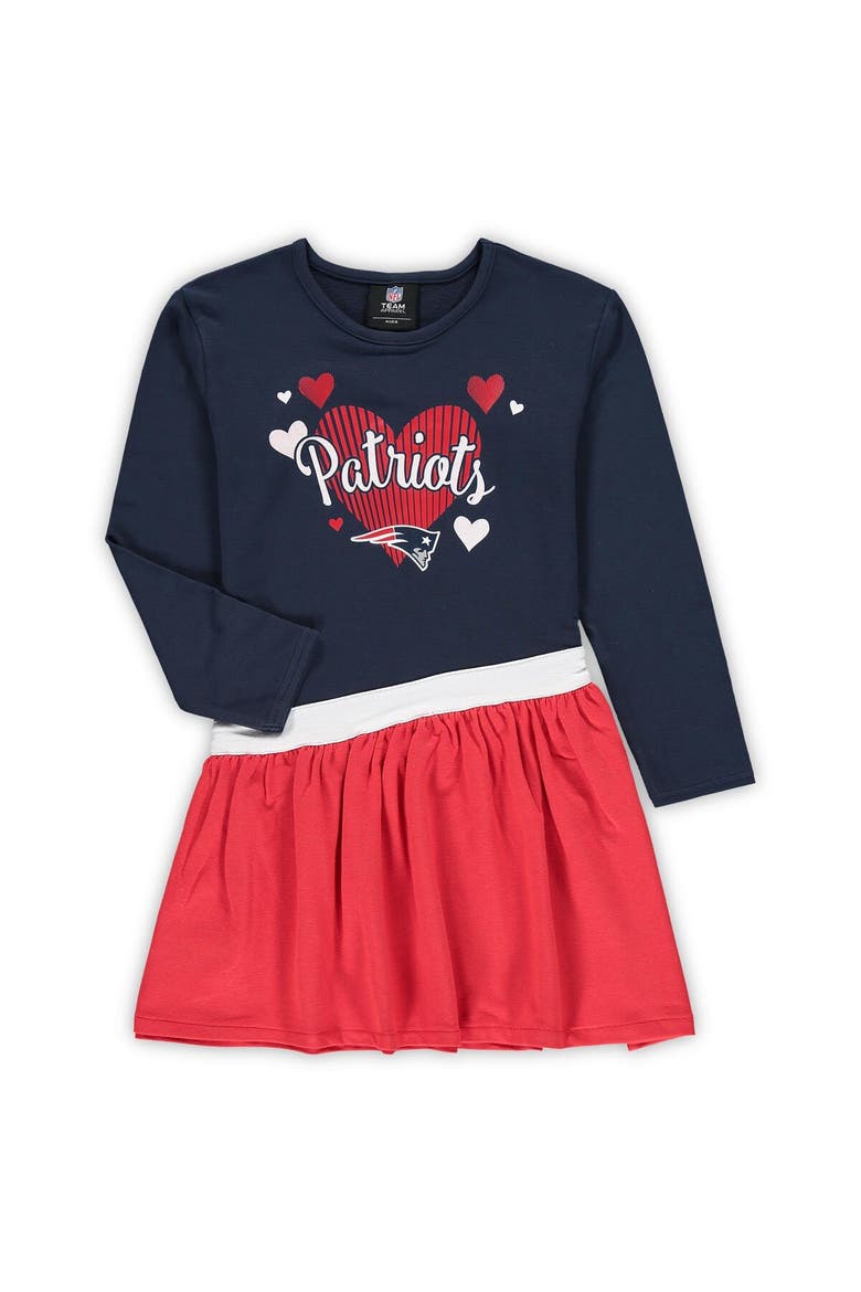 Girls Preschool Navy New England Patriots All Hearts Jersey Tri-Blend Dress, Alternate, color, Navy