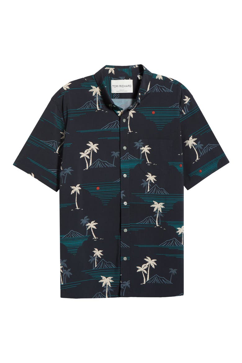 Oasis Short Sleeve Button-Down Shirt, Alternate, color, BLACK