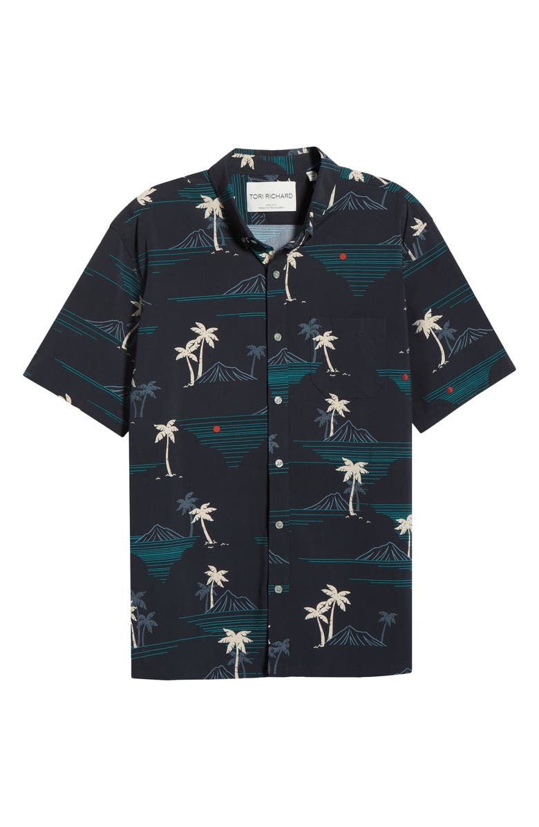 Tori Richard Oasis Short Sleeve Button-Down Shirt, Alternate, color, Black