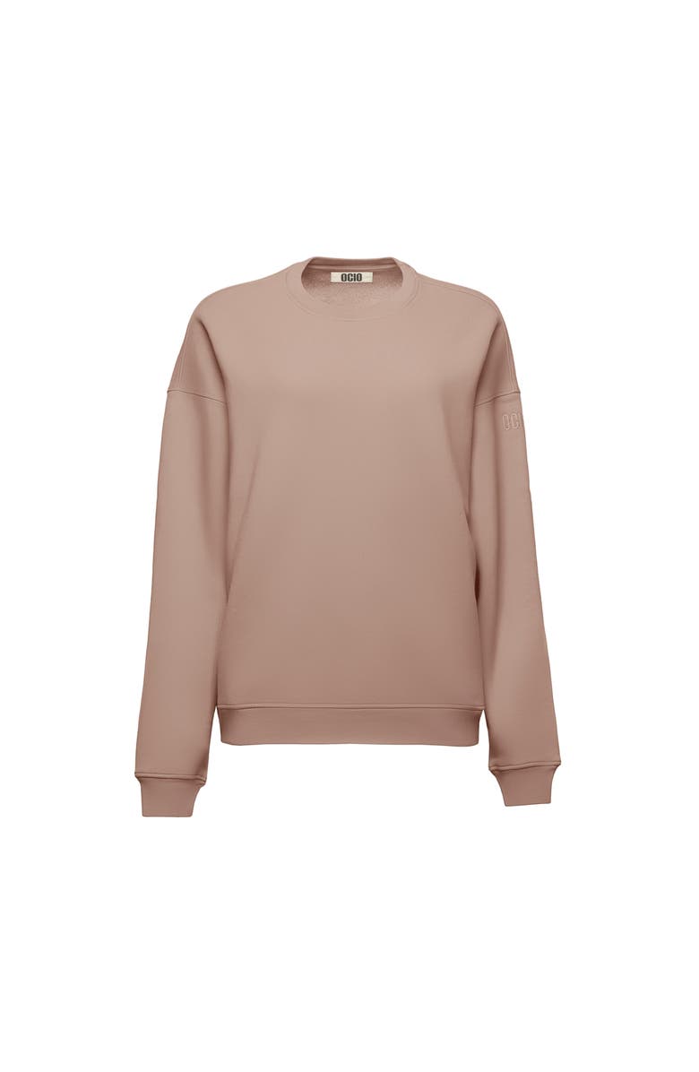 Ocio Women's Organic Cotton Teddy Oversized Crewneck, Alternate, color, Stone