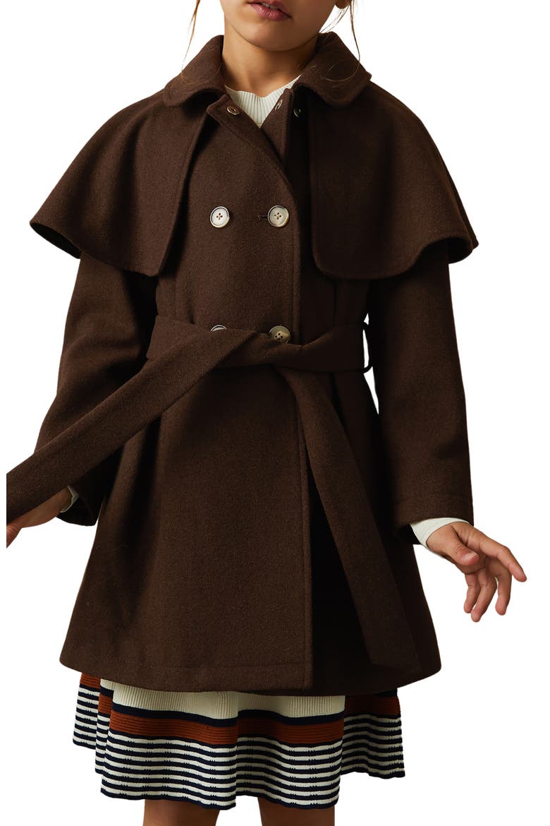 Kids' Karlie Jr. & Sr. Double Breasted Belted Coat, Alternate, color, CHOCOLATE