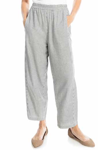 MAX STUDIO Stripe Linen Blend Barrel Pants
