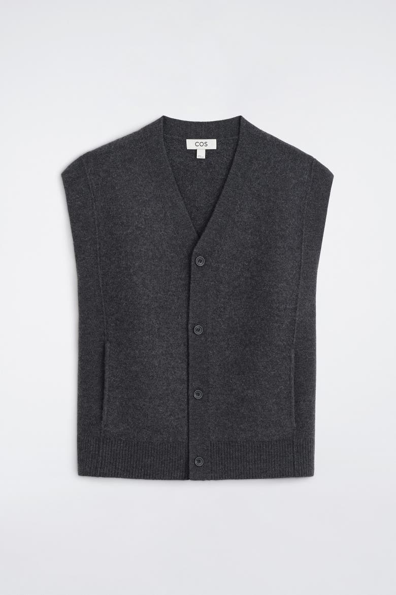 Buttoned Boiled-Wool Vest, Alternate, color, CHARCOAL MÉLANGE