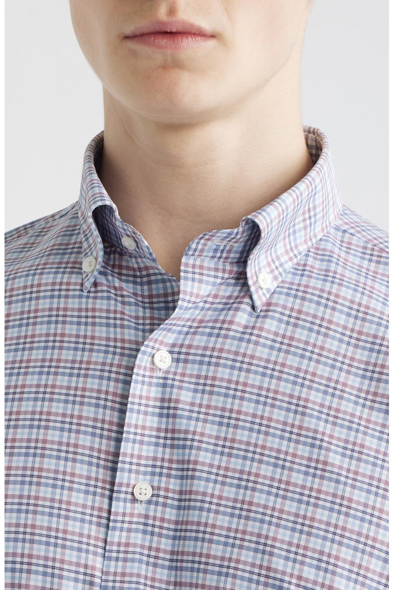 Wayne Performance Plaid Button Down Sport Shirt, Alternate, color, BLUE FREESIA