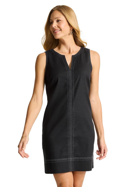 Tommy Bahama Palm-a-dora Split Neck Bay Shift Dress In Black