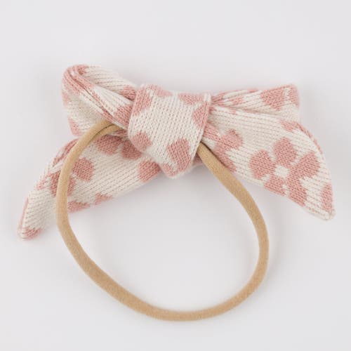 Oh Baby! Brand Mod Flowers Tie Bow Nylon Headband- Infant In Pink