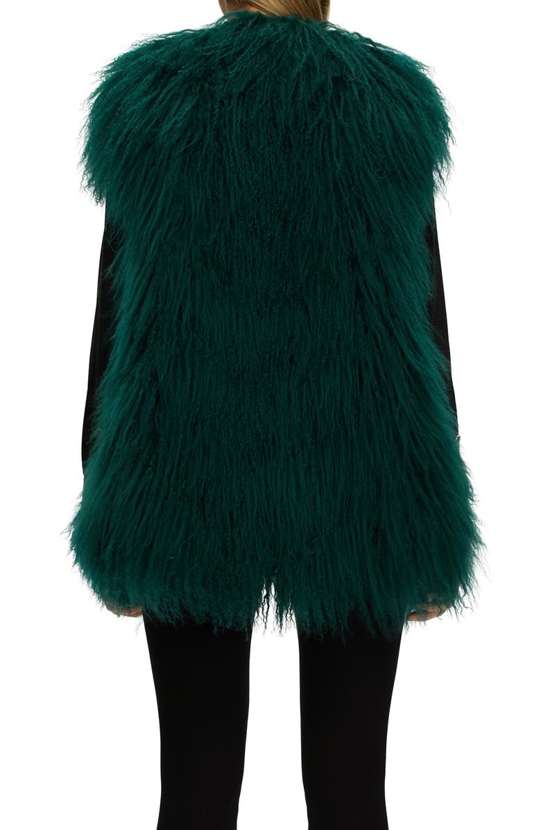 GORSKI Genuine Shearling Zip Long Vest, Alternate, color, Forest Green