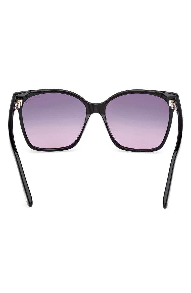 TOM FORD Iris 56mm Gradient Butterfly Sunglasses, Alternate, color, Black / Smoke To Purple Lens