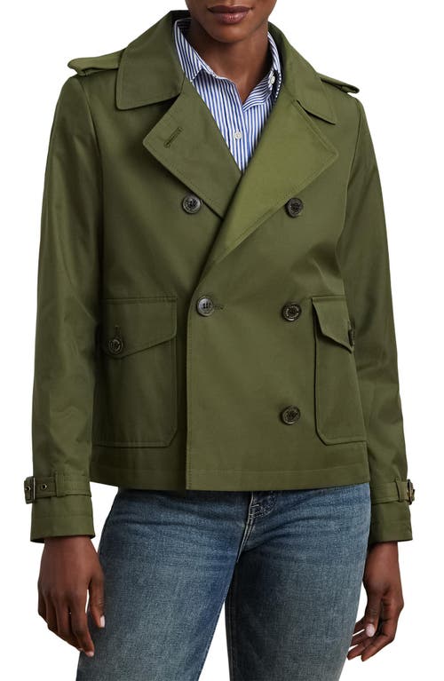 Ralph Lauren Lauren Crop Cotton Blend Trench Coat In Olive Grove