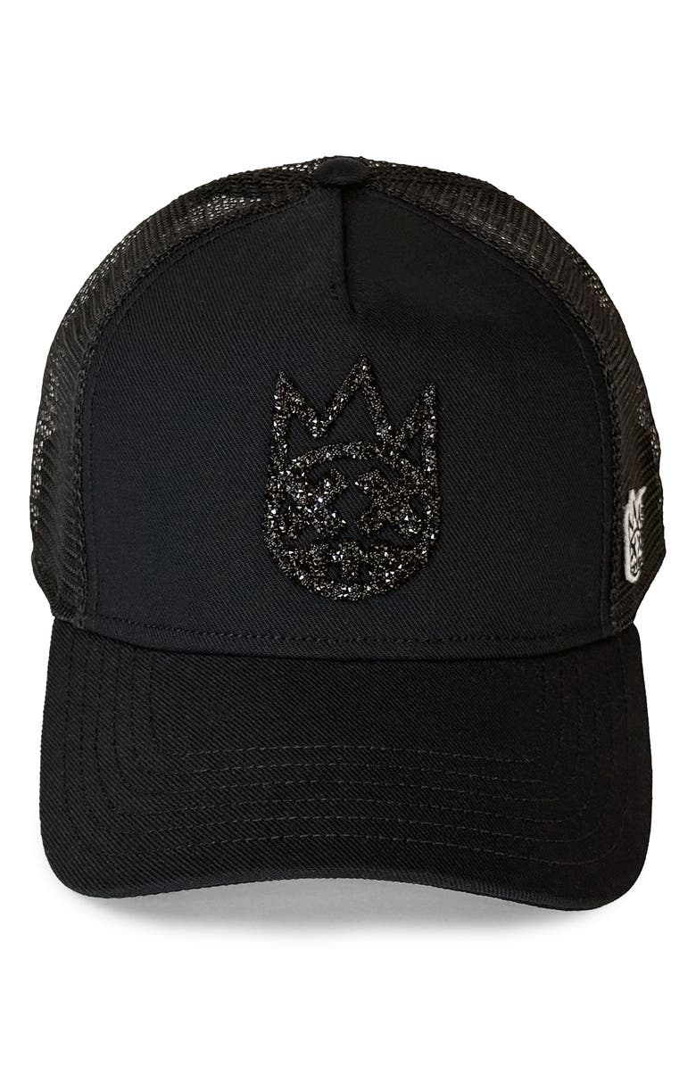 Cult of Individuality Crystal Shimuchan Logo Trucker Hat, Alternate, color, Black