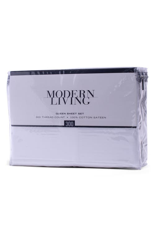 Modern Living Cotton Sateen Sheet Set In True White