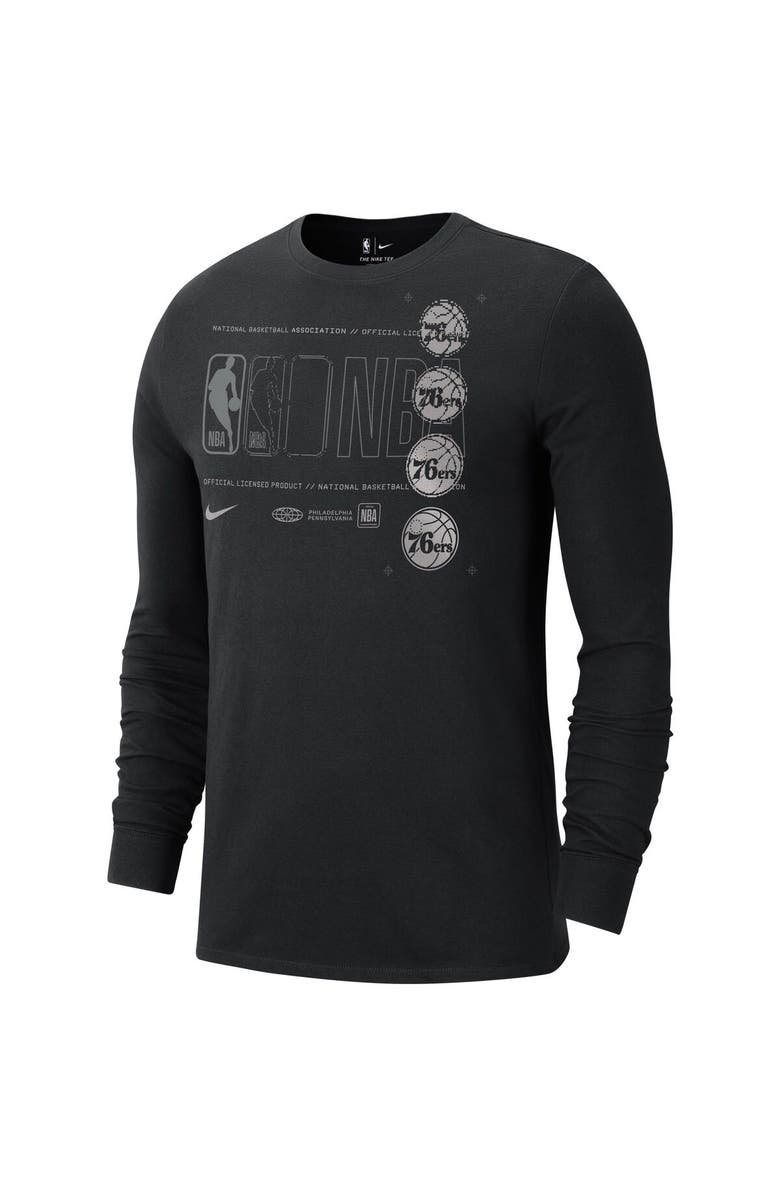 Nike Men's Nike Black Philadelphia 76ers Courtside Chrome Long Sleeve T-Shirt, Alternate, color, Black