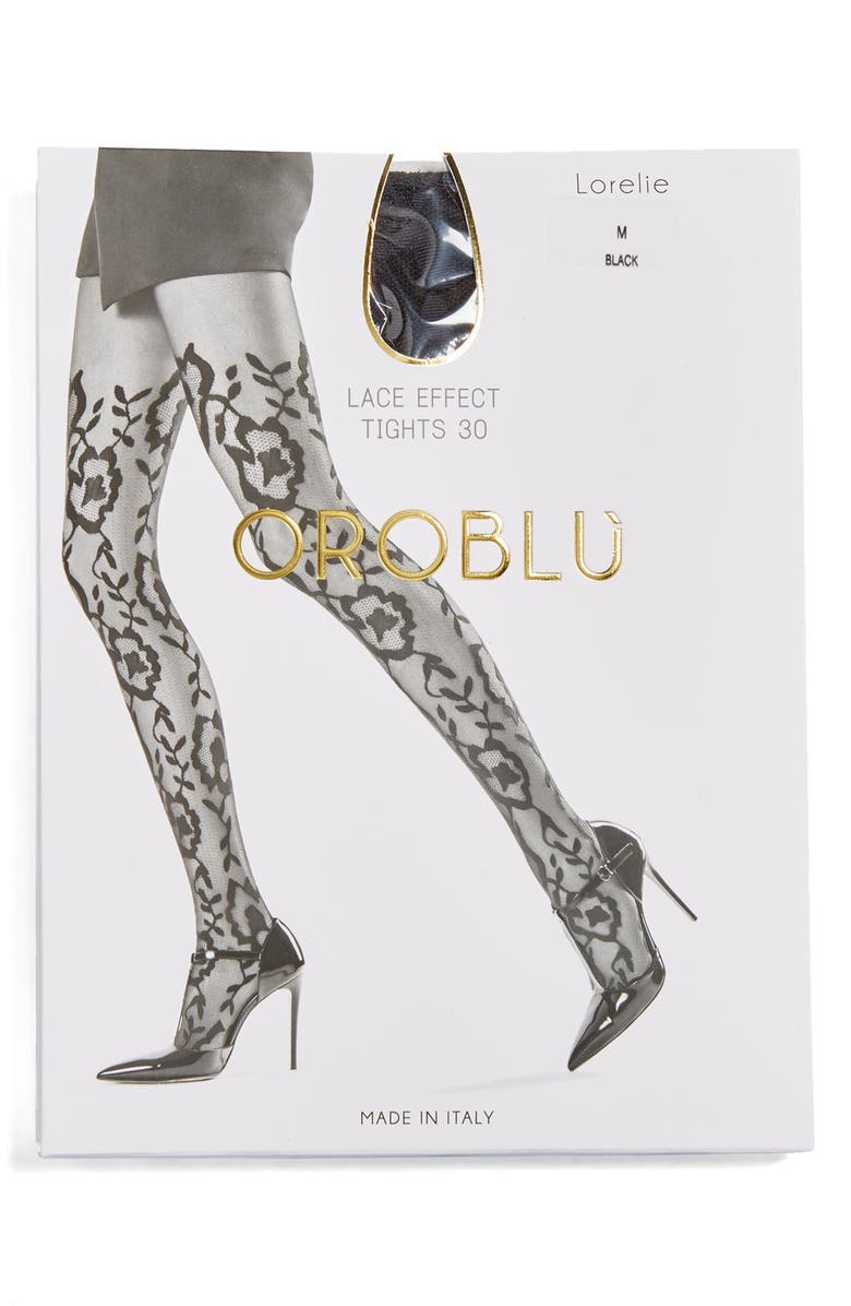 Oroblu 'Lorelie' Floral Tights, Alternate, color, 