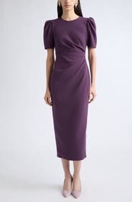 Carolina Herrera Silk Puff Sleeve Ankle Length Dress