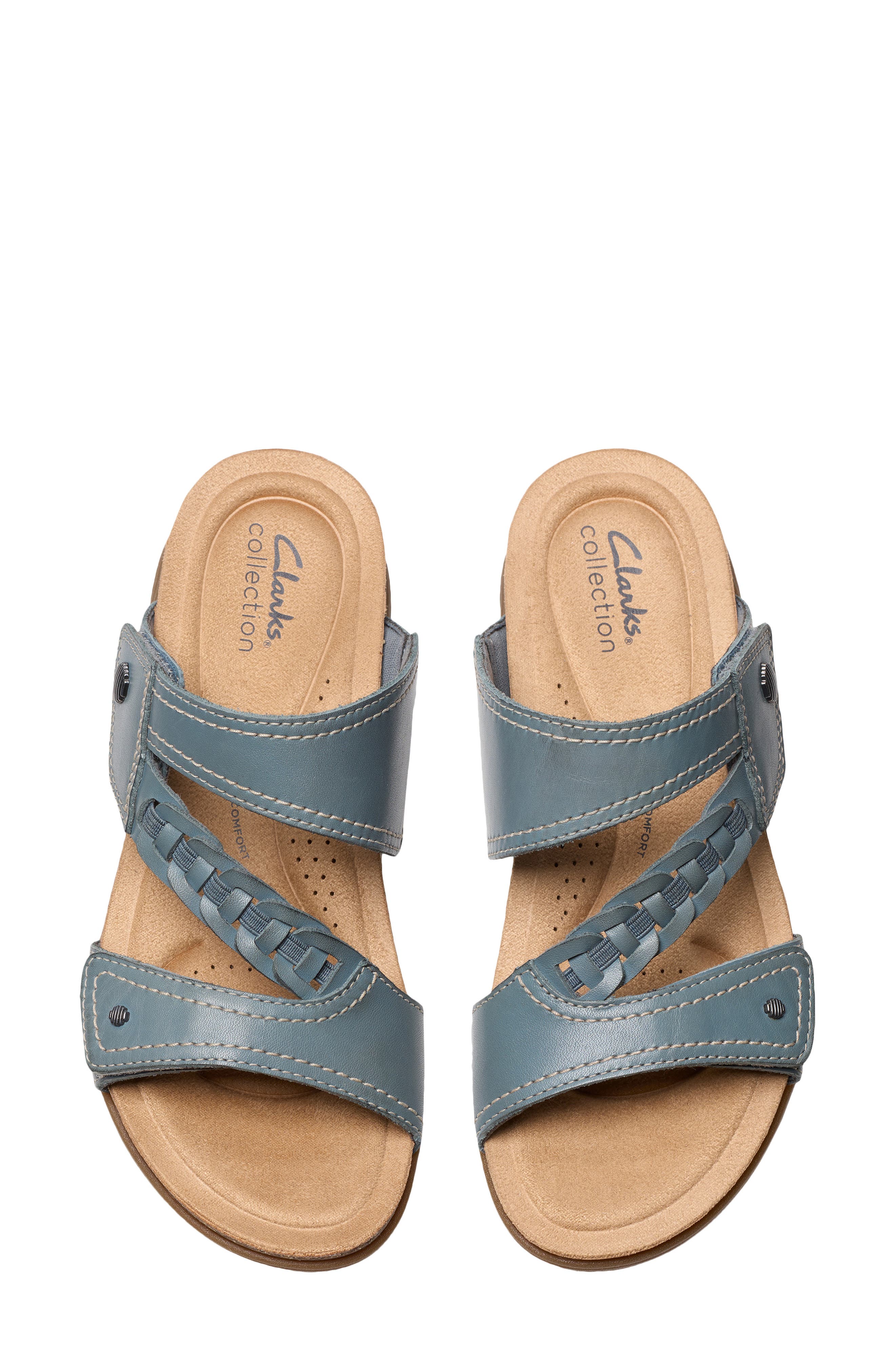 Clarks<sup>®</sup> April Raelyn Slide Sandal, Alternate, color, Blue Grey Lea