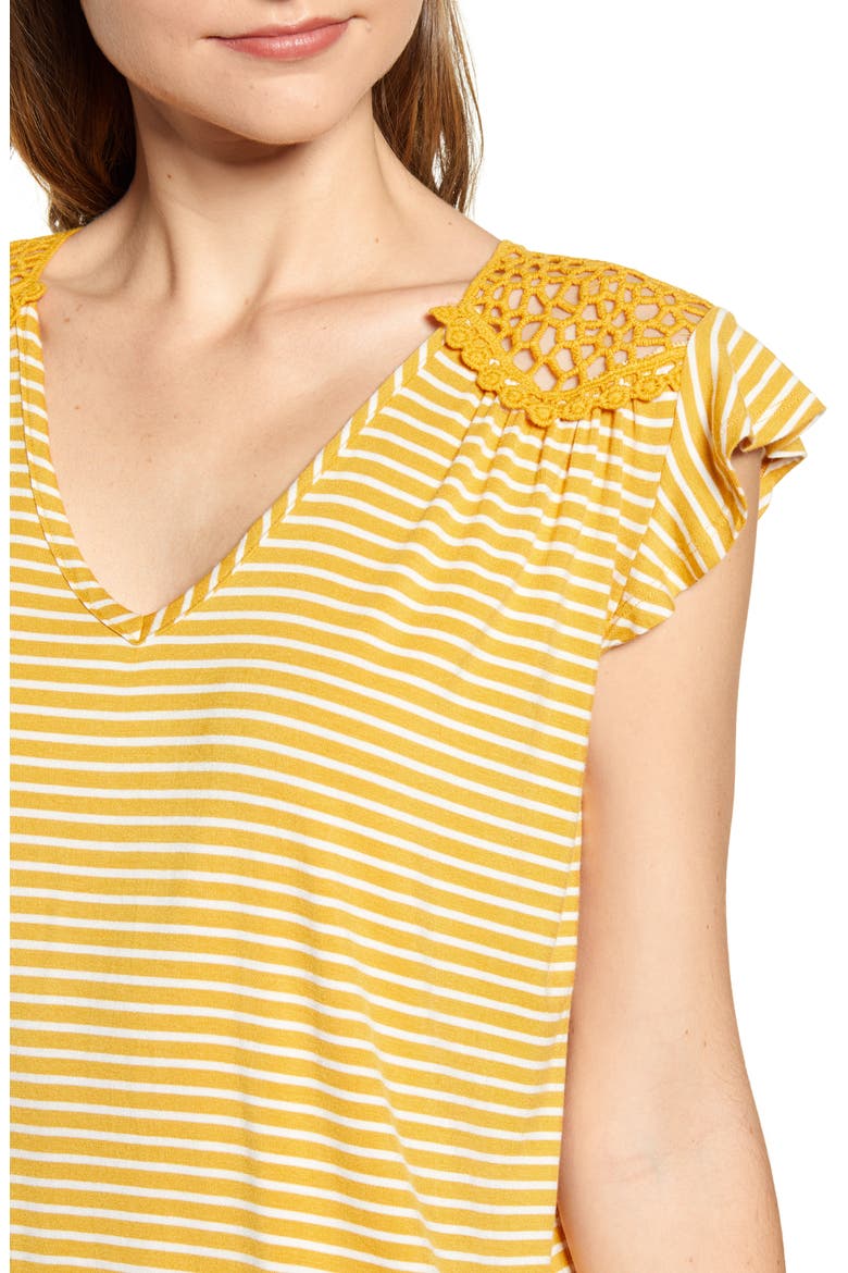 Crochet Back Stripe Top, Alternate, color, SUNFLOWER