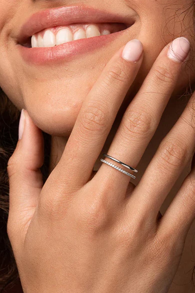 14k Gold Plated Grace Double Band Ring Delicate Trendy Daily, Alternate, color, Silver