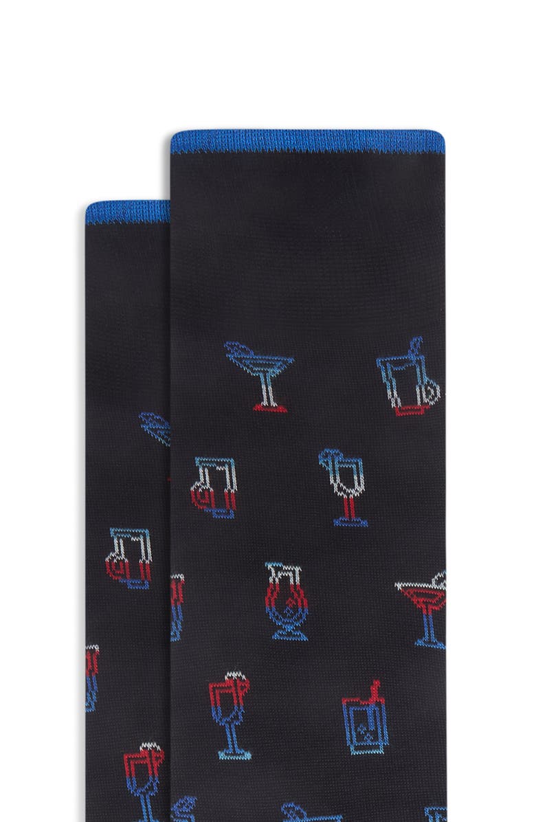 Bugatchi Cocktail Pattern Mercerized Cotton Blend Dress Socks, Alternate, color, 